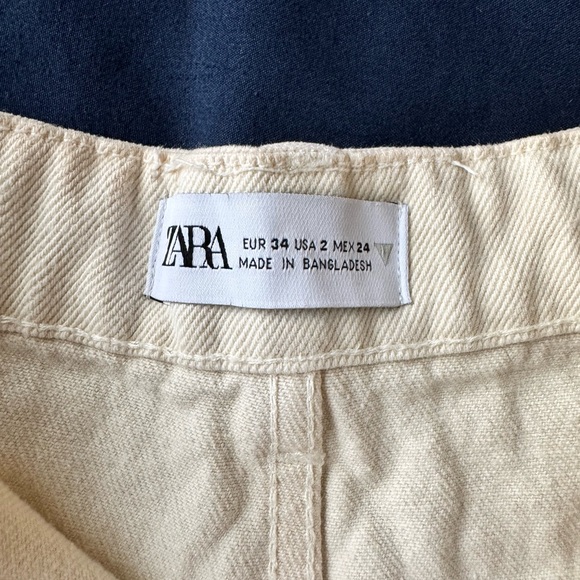 Zara Cream Frayed Hem Jean Shorts - Picture 3 of 9